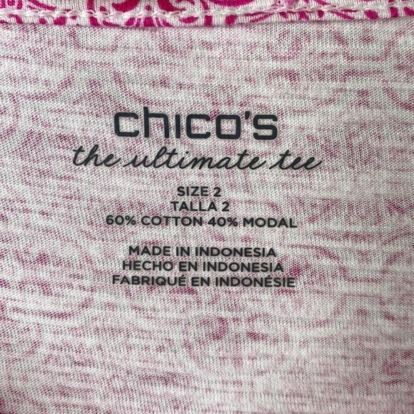 Chico's Medallion Tiles Tee Top 3/4 Sleeve V-neckline High Low Cotton Modal Soft - Picture 7 of 16